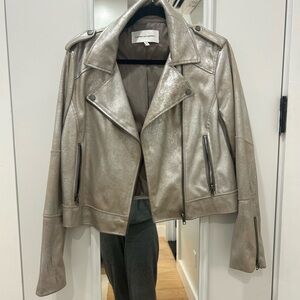 cupcakes & cashmere Silver Leather Jacket
